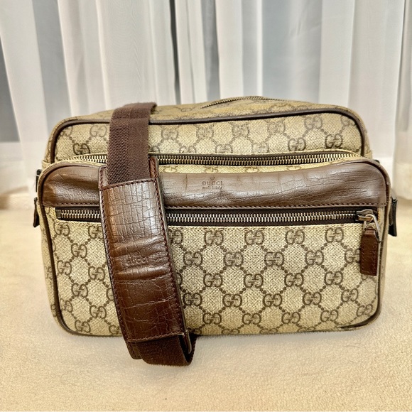 GUCCI Supreme Web Sherry Line Shoulder Crossbody Bag Purse GG PVC Leather - Picture 6 of 15